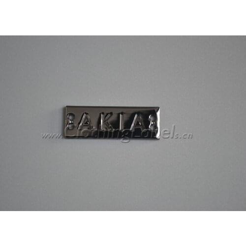 Custom metal labels for bag, clothing, shoes, engraved logo, zinc alloy material, gunmetal color, accept small order