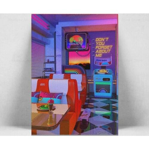 Retrowave Dine And Dream Poster Canvas Wall Art Decoration Prints For Living Kid Children Room Home Bedroom Decor Painting