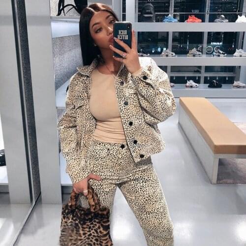 Cheetah Python Pattern Print Twill High Waist Bag Hip Small Straight Denim Trousers