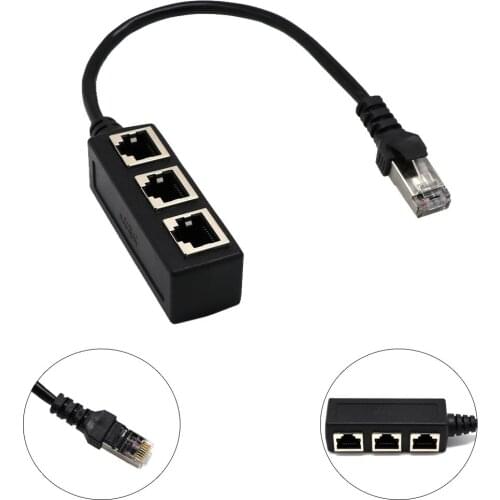 RJ45 Splitter Adapter CAT5/6/7 LAN Ethernet Cable Network Splitter 1Male To 3Female Port LAN Plug R