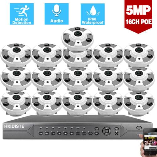 CCTV IP Fisheye Camera Security System Kit 4K 8CH NVR Set POE Outdoor Dome Video Surveillance Camera System 5MP 16CH XMEYE H.265