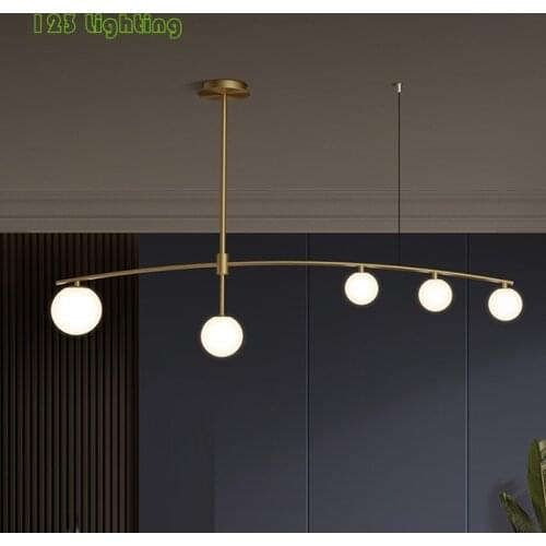 Modern Kitchen Bar Chandelier Restaurant Light Gold Metal White Glass Nordic Living Room Hanging Light Fixtures G9 110-240V