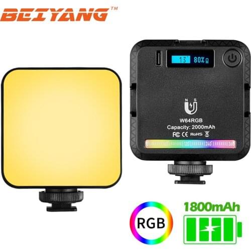 BEIYANG LED Photography Video Light 2000mAh RGB Camera Light Rechargable Vlog Fill Lamp Panel for Youtube Conference Live
