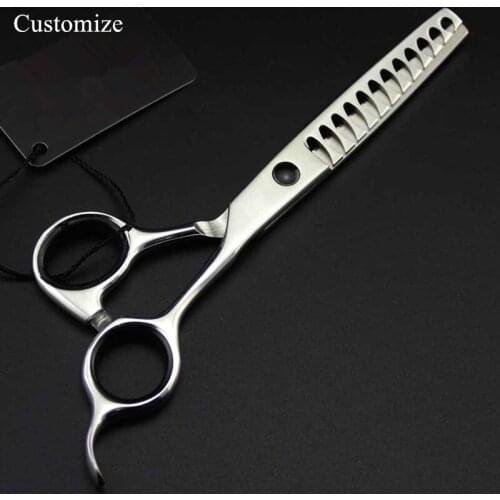 Customize Japan 440c 12 teeth 6 inch Fishbone hair salon scissors cut scissor barber makas Thinning shears hairdressing scissors