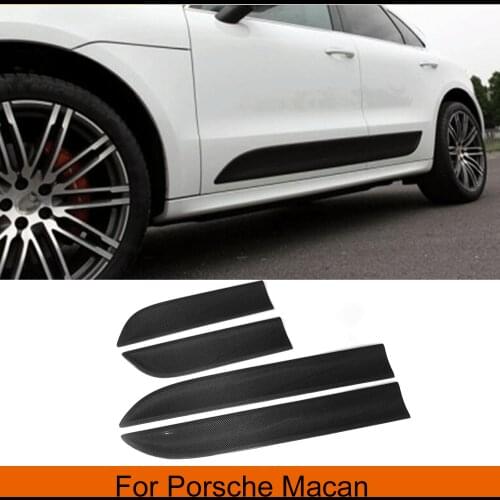 Car Side Door Trim Protector For Porsche Macan 2014 - 2020 Door Panel Trim Body Side Skirts Moulding Trim Carbon Fiber
