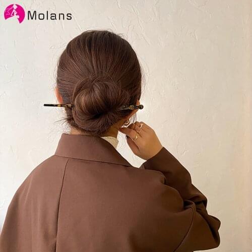Molans Chinese Style Hair Sticks Vintage Acetate Chopstick Women Hairpins Hair Clips Fashion Hair Accessories Headwear Jewelry