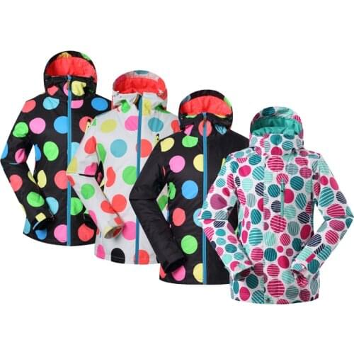 High Quality White Dot Girls Snow Jackets 10K Waterproof Windproof Women Ski Suit Set Female Snowboarding Clothing Costumes