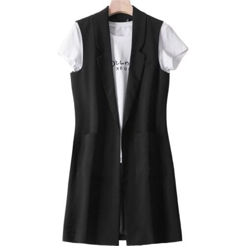 High quality spring and autumn womens self-cultivation sleeveless suit horse clip fashion long vest vest for women sleeveless