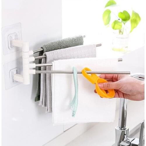Swivel Bars Rotating Rack 1pc Anti-rust Towel Rack Steel Rotating Bath Rail Hanger Undefined Towel Holder Swivel Bars Bathroom