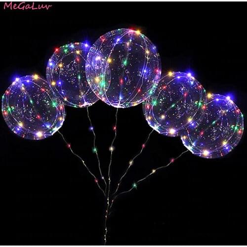 20Inch Round Shape Luminous Led Bobo Balloon Helium Transparent Ballon Birthday Wedding Party Decorations LED Light Globos