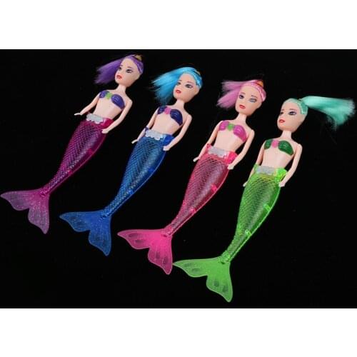 4 Pieces 7 Inch Mermaid Doll Models with Colorful Light Tails Kids