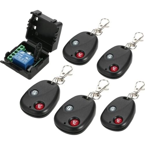 5Pcs Universal 433Mhz Wireless Remote Control Switch DC 12V 1CH Relay Receiver Module + RF Transmitter Remote Lights Smart Home