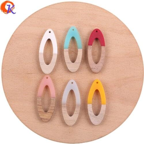 Cordial Design 30Pcs 19*49MM Jewelry Accessories/DIY Earrings Making/Natural Wood & Resin/Oval Shape/Hand Made/Earring Findings