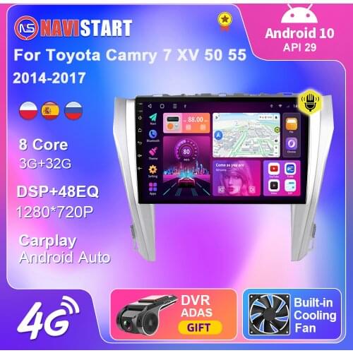 For Toyota Camry 7 XV 50 55 2014 2015 2016 2017 Car Radio Multimedia Player GPS Navigation Carplay 2din Android 10 Android Auto