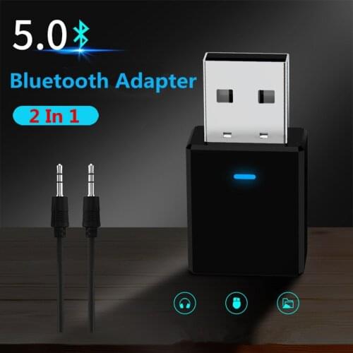 2 in 1 Bluetooth Receiver Transmitter Bluetooth 5.0 AUX RCA USB 3.5mm Jack Audio Dongle Wireless Adapter For TV PC Car Kit
