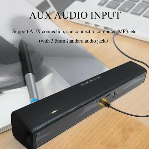 Bluetooth Soundbar Wireless Sound Bar Stereo Speaker System Subwoofer with Charging Cable and Audio Cable for TV Home Theater