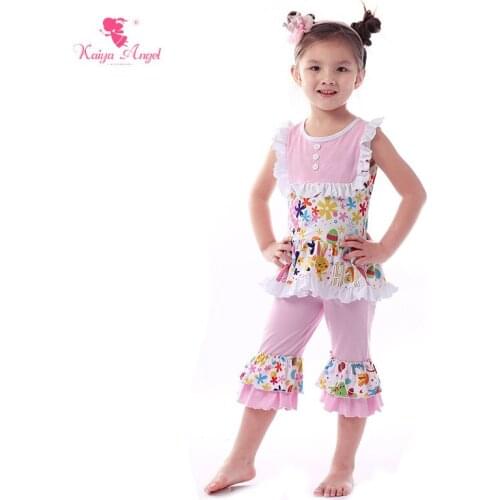 Kaiya Angel 2018 Easter Rabbit Colorful Eggs Windmill Sleeveless Blouse Girl Tracksuits Costume toddler Kids Summer Clothing Set