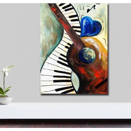 Large Size Wall Pictures For Living Room Pop Art Guitar With Music Printing Canvas Art Home Decor Modern Oil Painting Unframed