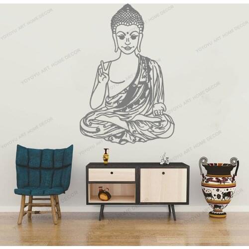 Buddha Lotus Buddhism Yoga Vinyl Wall Garage Stickers Home Decor Living Room Art Mural Wall Decal Removable Wallpoof CX1923