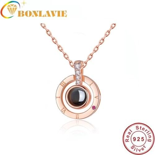 Couple Necklace 100 Languages I Love You Clavicle Chain Pendant S925 Silver Lovers Wedding Engagement Jewelry Gifts