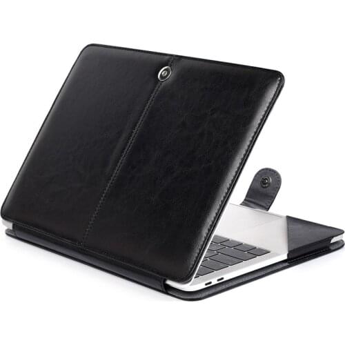 Magnetic Closure Laptop Case PU Leather Carrying Book Folio Protective Stand Cover Sleeve Case For Macbook Pro 13.3-16 Inch