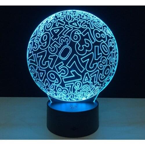 Digital Spherical Ball Modelling LED 3D Table Lamp Touch Switch 7 Color USB Night Lights for Children Gift Toys