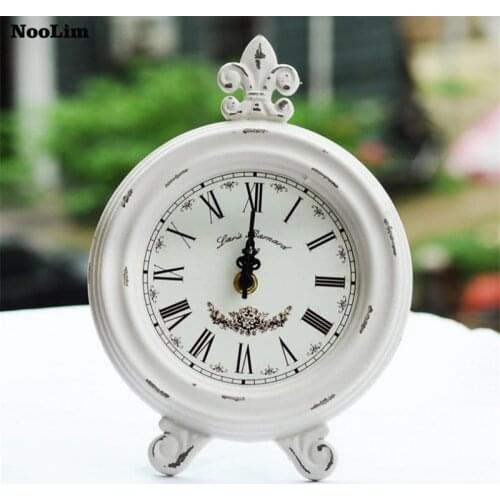 NOOLIM Zakka Wooden Crafts Wood Vintage Clock Pastoral Gifts Home Living Room Decoration Pendulum Clock Tabletop Ornament