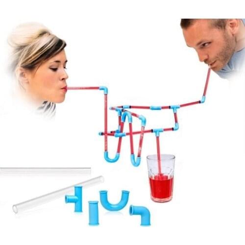 Flexible DIY Connectible Sucking Straws Tubes Puzzle Toy