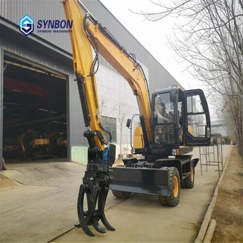 SYNBON grapple excavator, log grab wheel excavator, grasping wood machine hydraulic grab grapple for forest, sugar cane grab