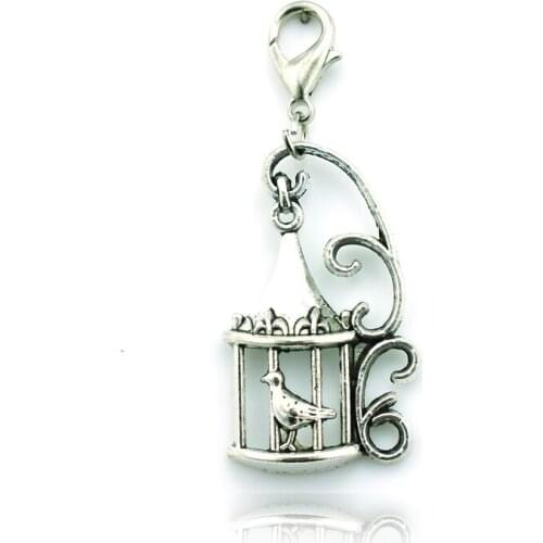 JINGLANG Fashion Lobster Clasp Charm Dangle Retro Alloy Birdcage Charms DIY Jewelry Accessories Free Shipping