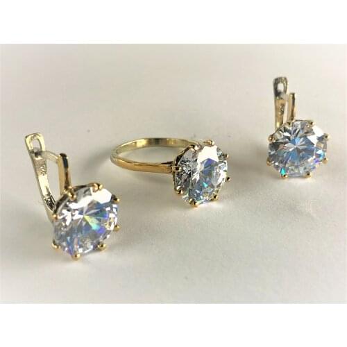 CRYSTAL IN THE MIDDLE LARGE SINGLE STONE LOVERS LIKE JEWELRY SET Starling silver 925 FREE SHIPPING