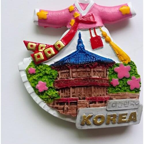Korean Tourist Souvenirs 3D hanbok Resin Refrigerator Magnet refrigerator magnet souvenir