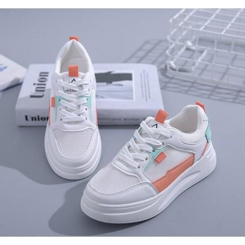 Mesh Platform Sneakers Summer Shoes Women Fashion Hollow Breathable Lace-Up Casual Ladies Shoes White Students Flat Women Shoes