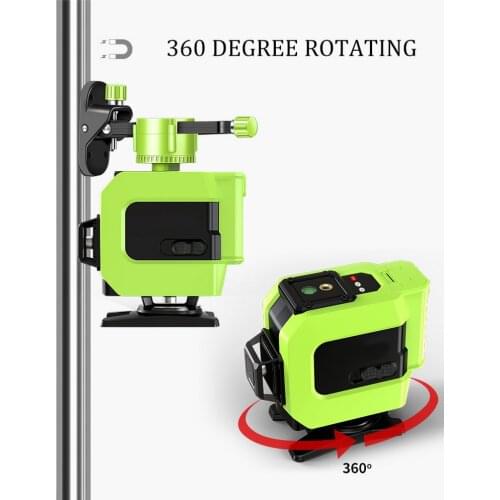 16/12 Lines 4D Laser Level Green Line SelfLeveling 360 Horizontal and Vertical Super Powerful Laser Level Green Beam Laser Level