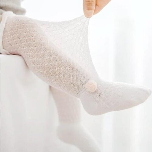 Summer Baby Girls Socks Toddlers Bow Long Sock Kids Knee High Soft Cotton Mesh Children 0-5 Years Breathable Socks