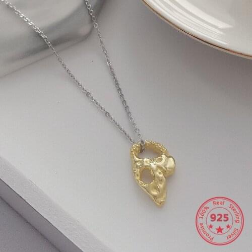 Hot Selling S925 Sterling Silver Fine Necklace Irregular Hollow Gold-plated Pendant Fashion Clavicle Necklace Women Jewelry