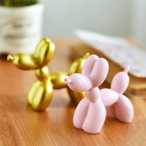 Resin Small Balloon Dog Figurines Miniatures Cute Crafts Home Desktop Ornament Cake Dessert Decoration Party Accessories Gift