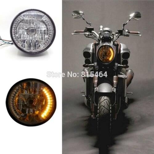 Yecnecty Universal 12V Motorcycle Headlight Motos 26 LED Angel Eye Turn Signal Lamp For Kawasaki Suzuki Honda Harley Cafe Racer
