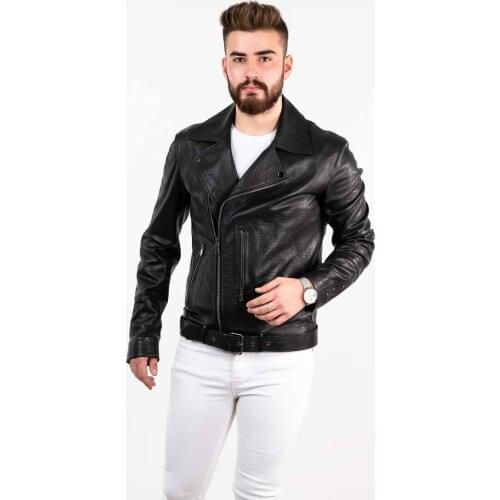 Mens Leather Jacket Motorcycle Motorbike Slim Fit Lambskin Genuine Leather Turn-down Collar Spring Autumn Bomber Jacket for men