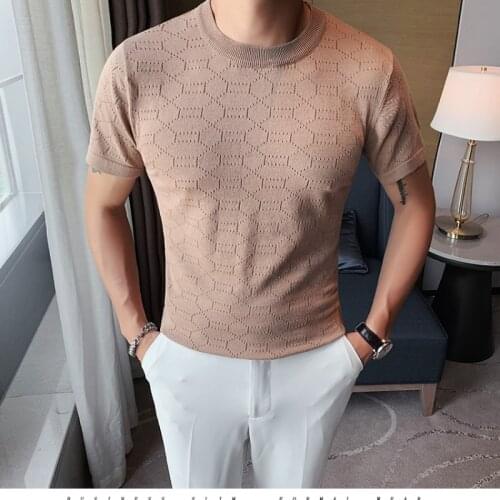 2021 Men Summer Casual Short Sleeve T-Shirt Best Seller Men Clothing Streetwear Ice silk British Slim Tee T-Shirts Tops S-3XL