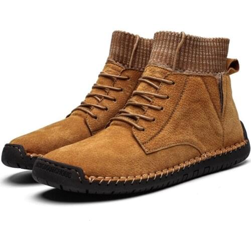 Men Shoes 2019 Fashion Men Winter Warm Leather Boots Snow Plush Ankle Comfortable Shoes zapatos de hombre