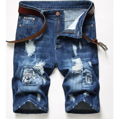2021 Summer New Fashion Mens Ripped Short Homme Masculino Jeans Casual Slim Fit Cotton Denim Short Jeans Male Brand Clothes 42