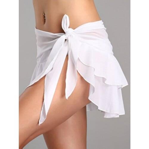 Solid Pleated Female Sexy Skirt Lace Up Elegant Chiffon Dance Short Skirt Women Casual Beach Mini Skirt