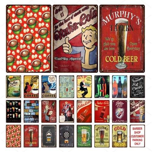 Beer Cola Coffee Drink Metal Tin Sign Vintage Plaque Art Retro Poster Wall Sticker Wall Decoration Bar Club Pub Iron Painting