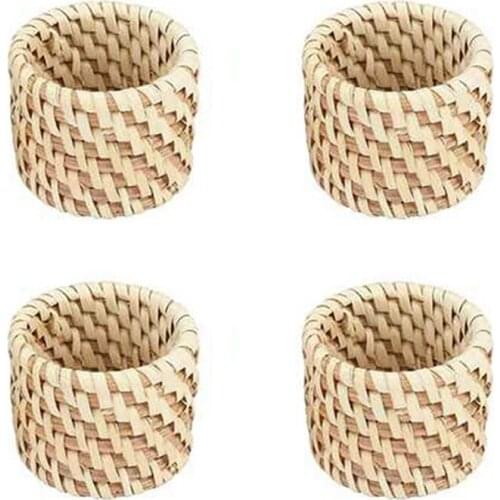 Woven Rattan Material Napkin Rings Farmhouse Napkin Ring Handmade Natural Rustic Napkin Holder Braided Serviette Buckles