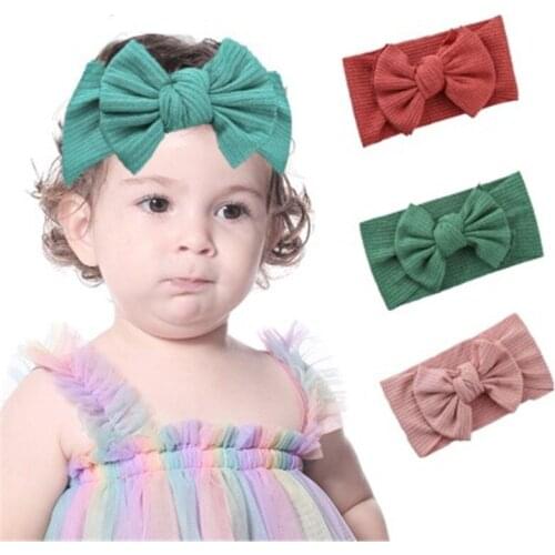 Cute Stretchy Hair Accessories Knit Bow Headbands For Girls Fashion Elastic Soft Hair Ties Wide Turban Head Wrap Hair bands