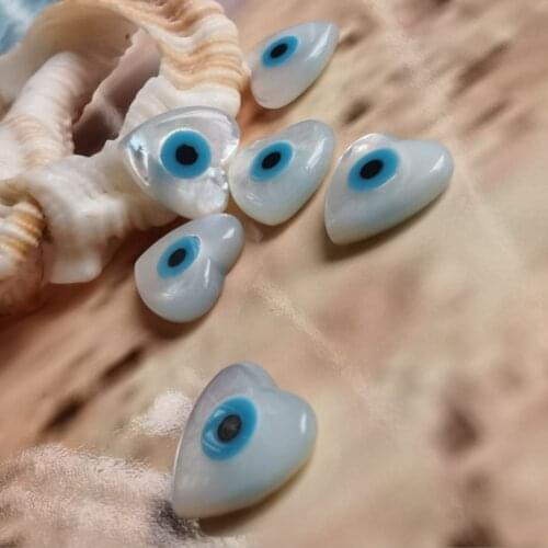 50pcs/lot 10x10mm Natural Heart-shaped Mother of Pearl shell for DIY Jewelry evil eye shell