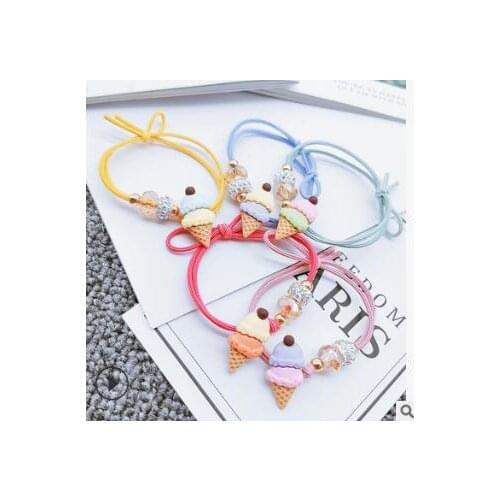 200pcs/lot DIY Resin Multi Ice-cream Drill Hair Band High Resilience Bowknot Rubber Bands Hair Styling Tools Accessories HA776