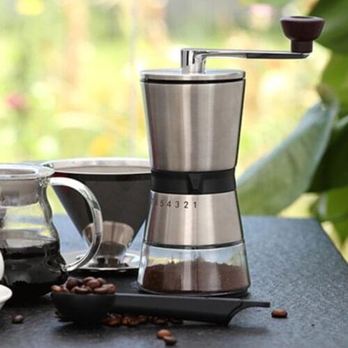 Manual Coffee Grinde Durable Stainless Steel Hand Crank Grinding Conical Ceramic Coffee Grinder Mill Bean Grinder Tool D0AB