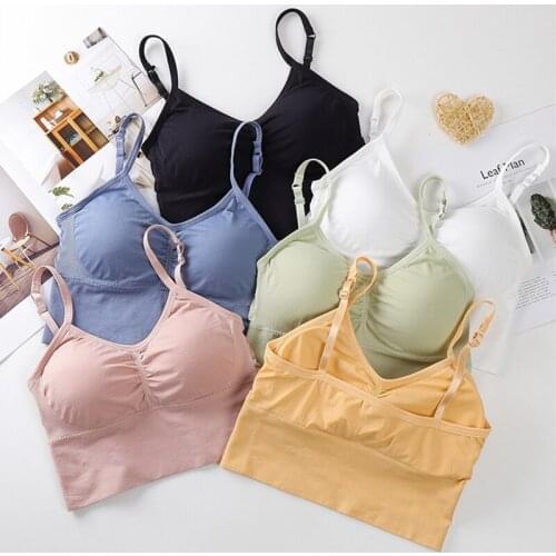 Sexy Camisoles Crop Top Women Backless Vest Push Up Lingerie Sling Tanks Top Seamless Bras With Padded Underwear Sports